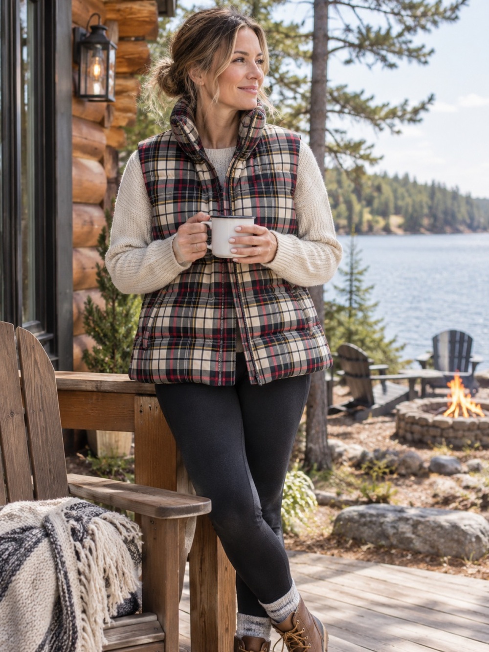 Eddie Bauer Plaid Premium Goose Down Vest